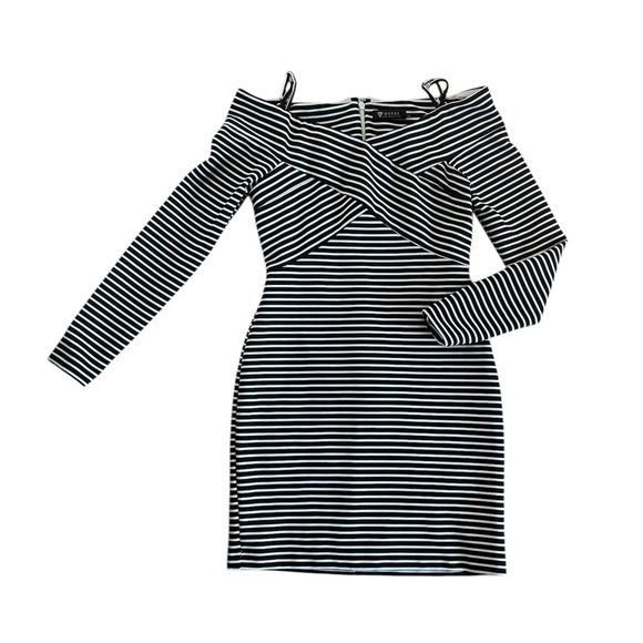 Guess Women's Black and White Striped Dress - Picture 1 of 4